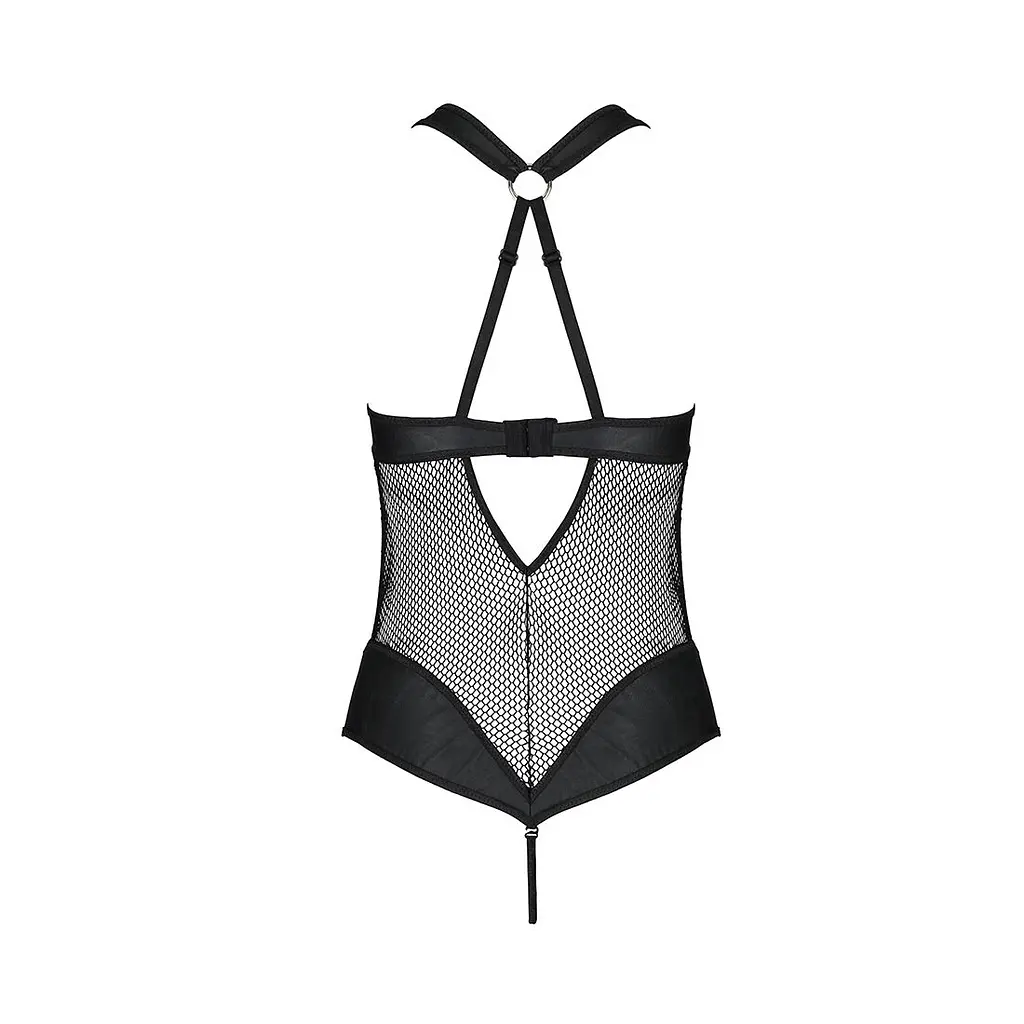 Сітчастий боді з халтером Passion Amanda Body L/XL, black - фото 4