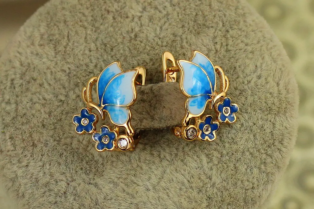 Сережки Xuping Jewelry Пилок незабудки 1,6 см золотисті