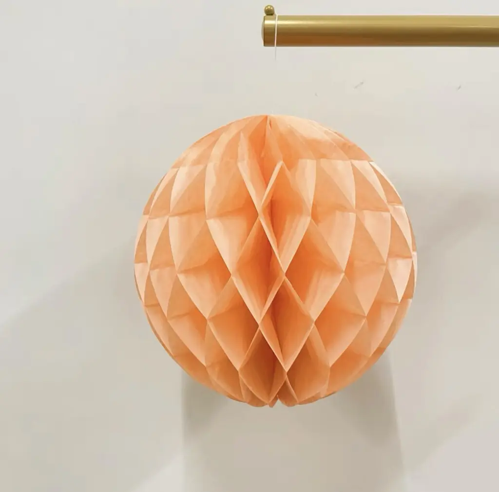Куля паперова стільникова 30 см персикова - фото 3