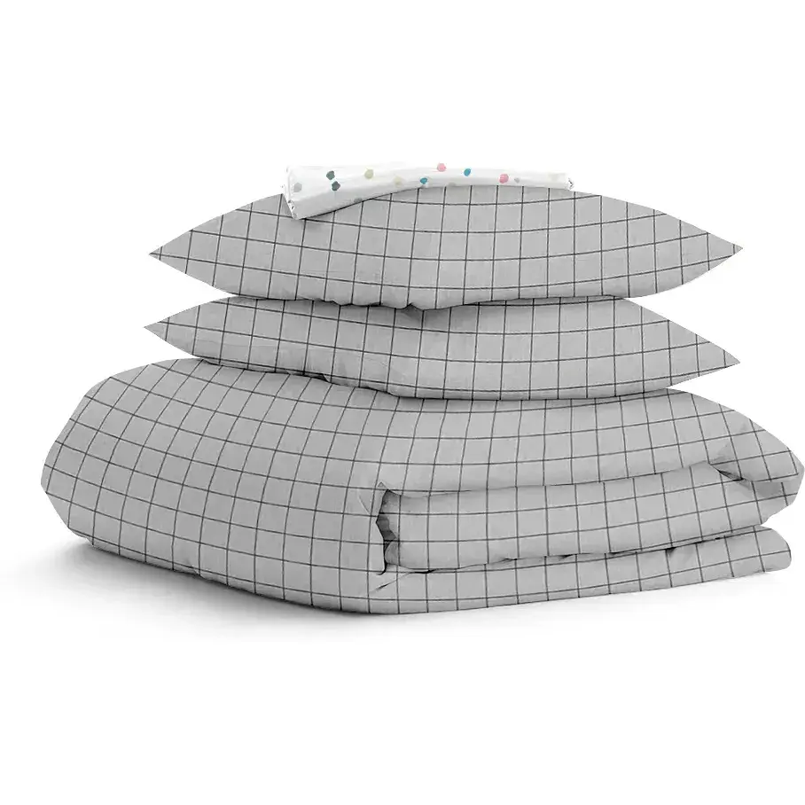 Комплект постільної білизни Cosas полуторний з простирадлом на резинці GREY GEOMETRY CS6 160 x 220 см (CellAshgrey_El-ColorBlots_160)