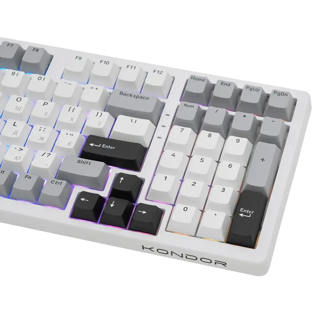 Игровая механическая клавиатура Kondor Legion PRO / Три режима подключения / Sky Light Switch / White - фото 3