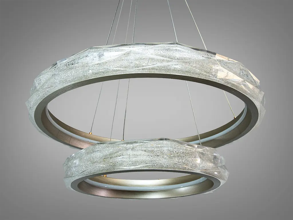 Золота підвісна LED-люстра Diasha 583-600+400G, 2 кільця, 152Вт, 60 см, до 21 м² - фото 4