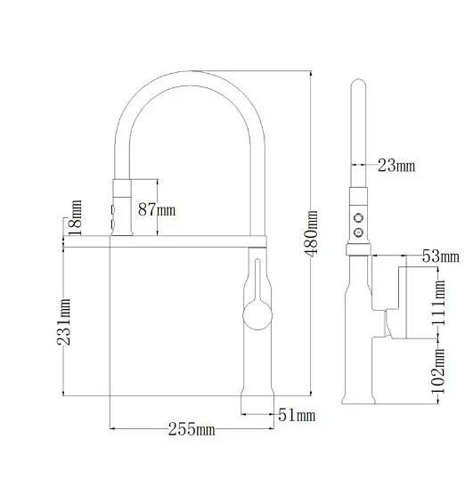 Змішувач для кухні Mixxus PREMIUM PULL 017 GRAPHITE REFL.BLACK (MI8278) - фото 2