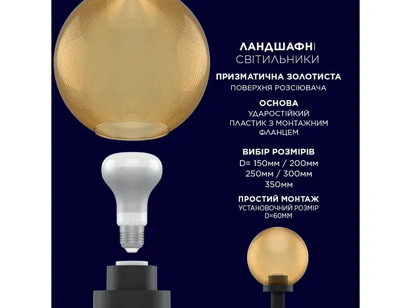 Вуличний світильник Electrum Globe 200 Prismatic (B-IP-0767) - фото 2