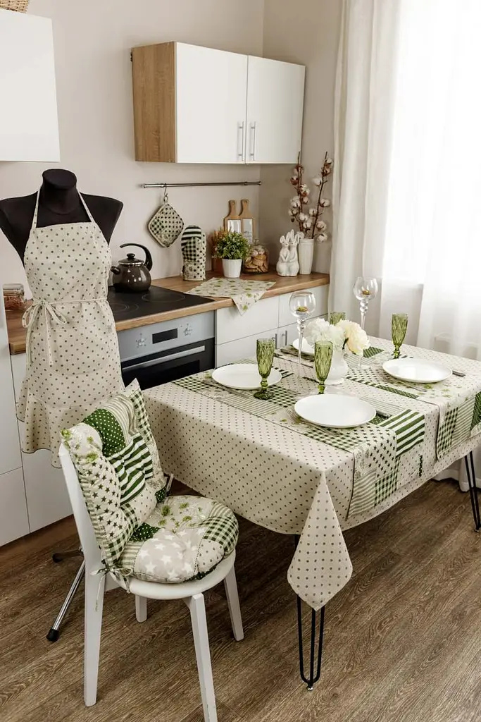 Скатерть Прованс Хозяйка Горох 180х136 см зеленый (31562) - фото 4