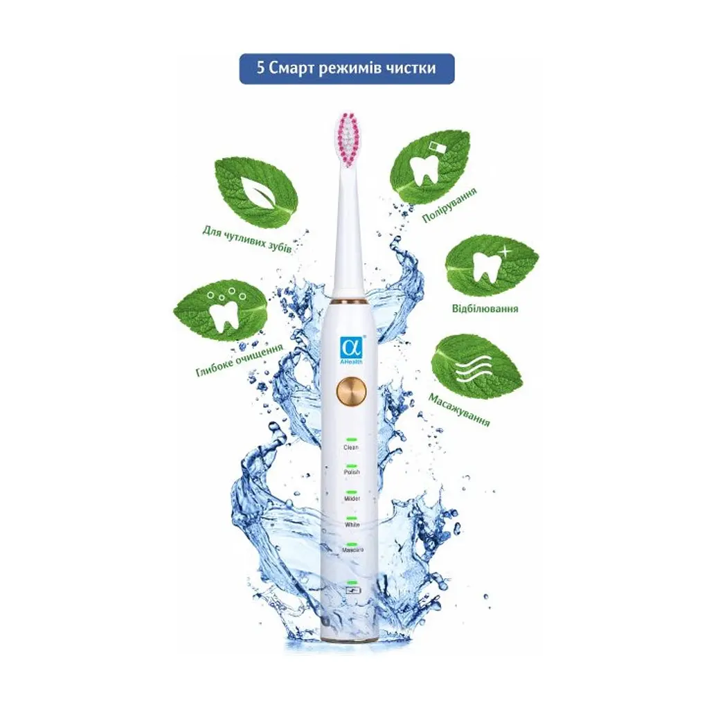 Электрическая зубная щетка AHealth SMART SONIC SMILE 1 white (AHsss1w) - фото 2