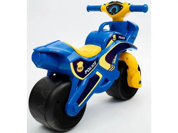 Мотоцикл - толокар з музичним кермом Doloni Toys Поліція (синій) - фото 4