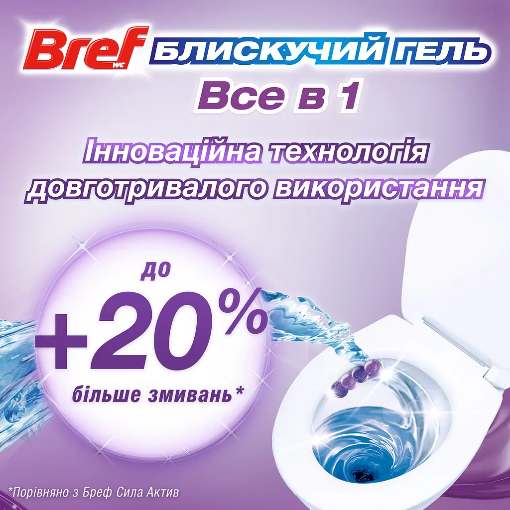 Засіб для чищення унітазу Bref Brilliant Gel All in 1 Чарівний бриз, 3 шт. (860757) - фото 4