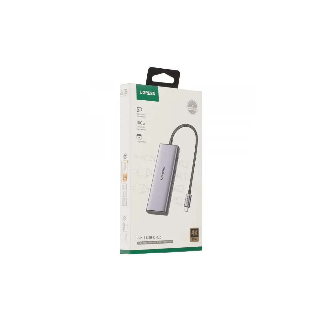 Порт-репликатор Ugreen Dock CM498 USB 3.0 Type-C -> 1хUSB-A 3.0/3хUSB-A 2.0/2xHDMI 4K 30Гц PD (35897) - фото 3