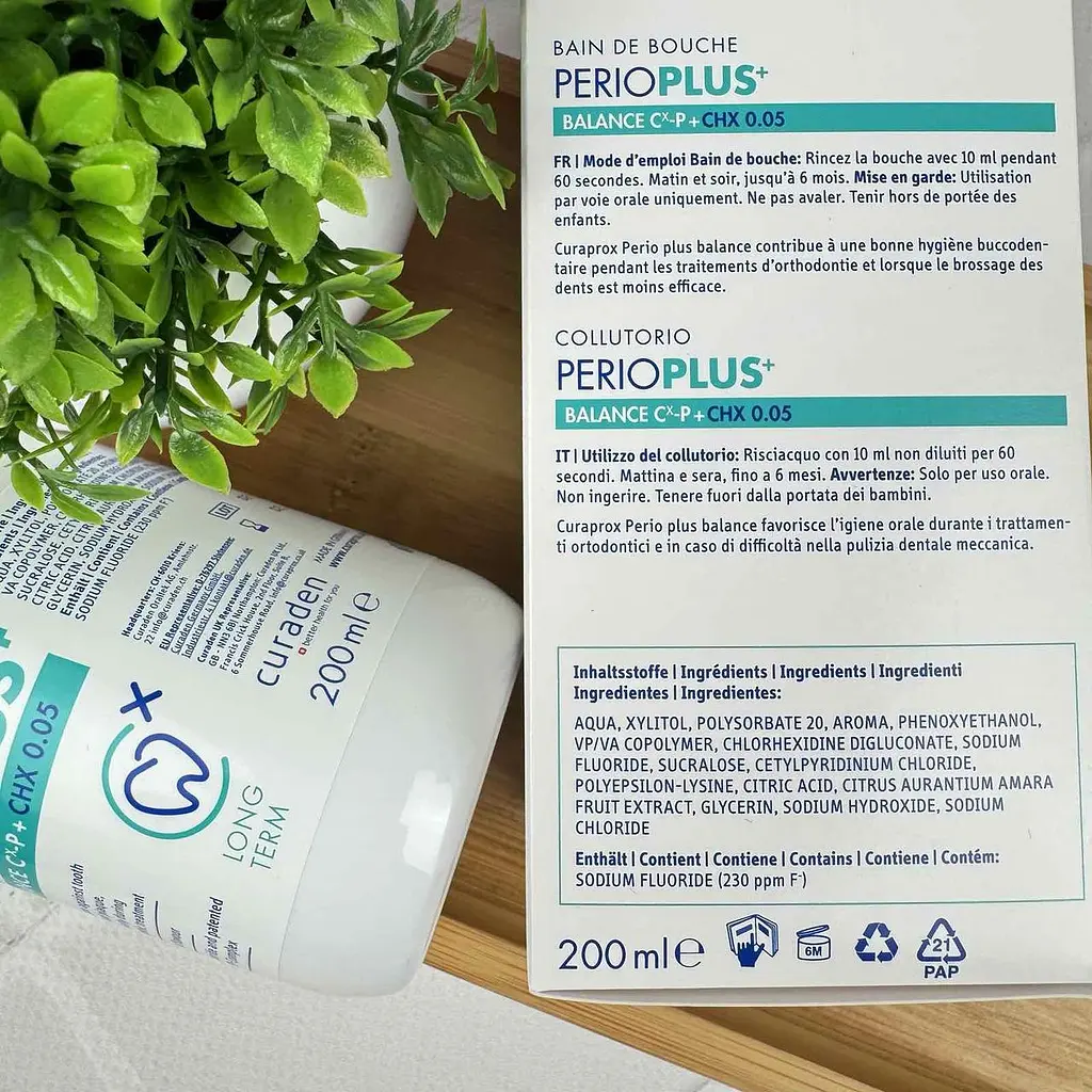 Ополіскувач для ротової порожнини Curaprox Perio Plus Balance CHX для брекетів та ортодонтичних конструкцій 200 мл - фото 3