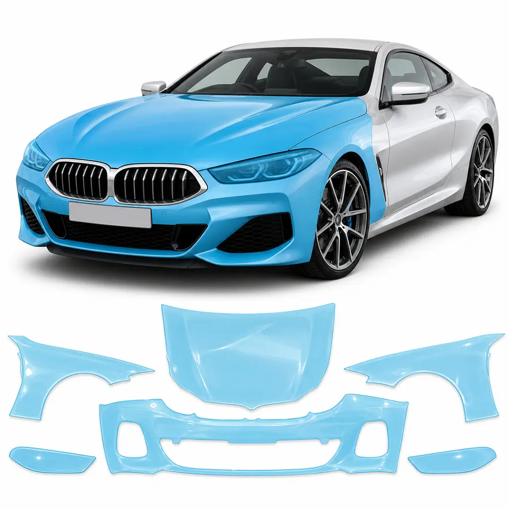 Антигравійна захисна бронеплівка за лекалами для BMW 8 Series G15/G14/G16 2018-2022 - передня частина авто (капот бампер фари крила)