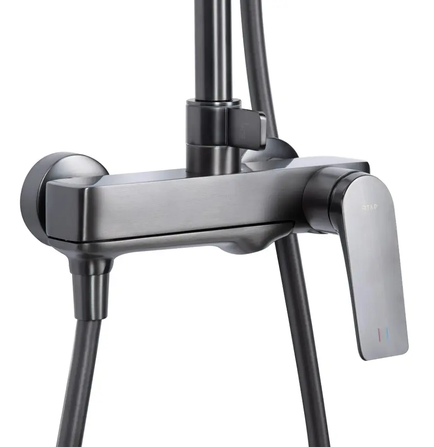 Душова система універсальна Qtap Vlasta New Gunmetal Black PVD з виливом QTVLA111GMB45651 - фото 3