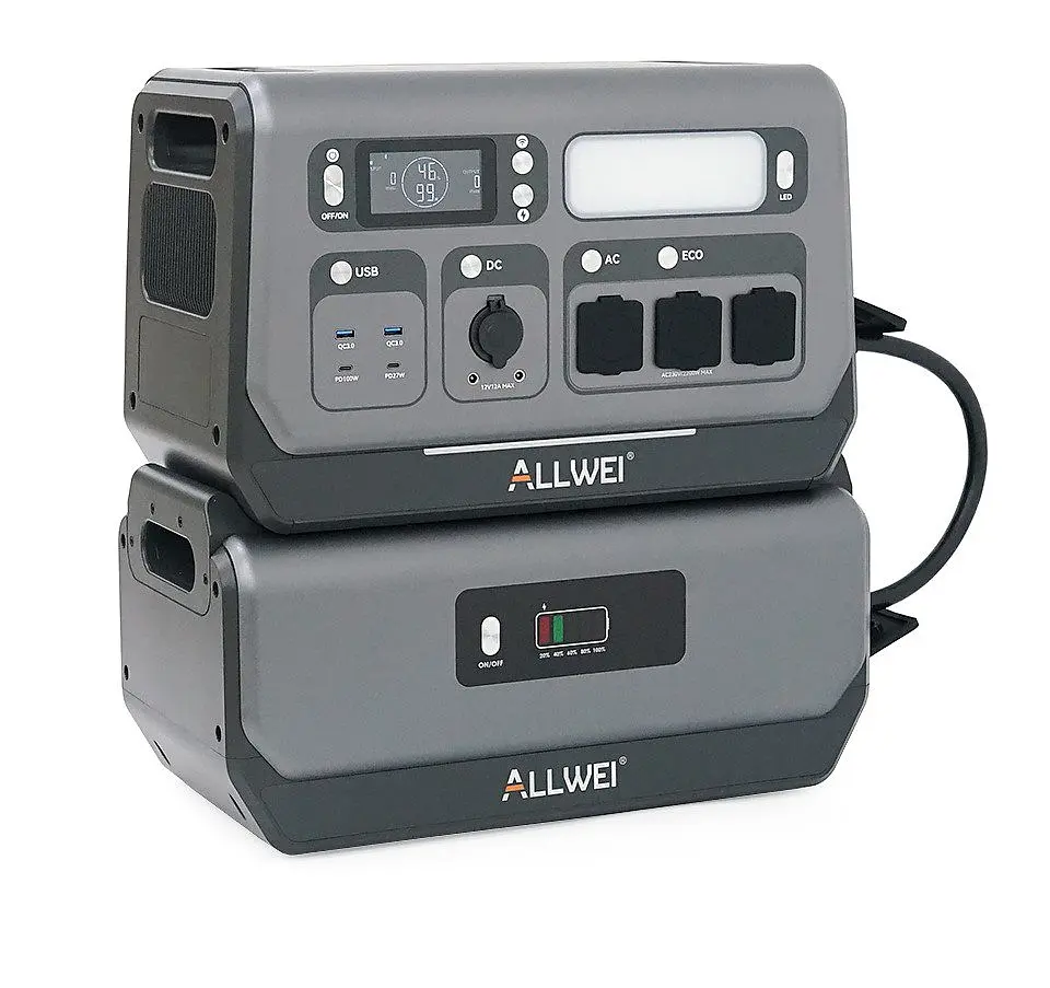 Портативна зарядна станція ALLWEI PPS-2400 Portable Power Station + BAT B200 Pro 2400W 4096Wh LiFePO4