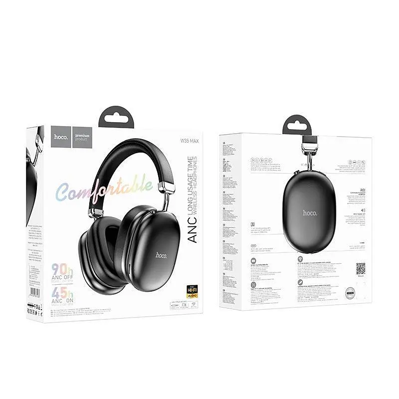 Наушники стерео полноразмерные Hoco W35 Max Auspicious ANC noise reduction BT headphones черные - фото 2