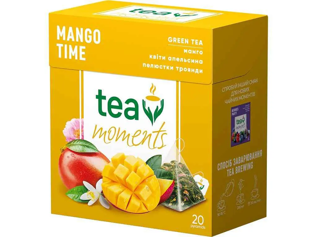 Чай пакетований зелений Tea Moments Mango Time 34 (1,7 г) 20 пакетиків