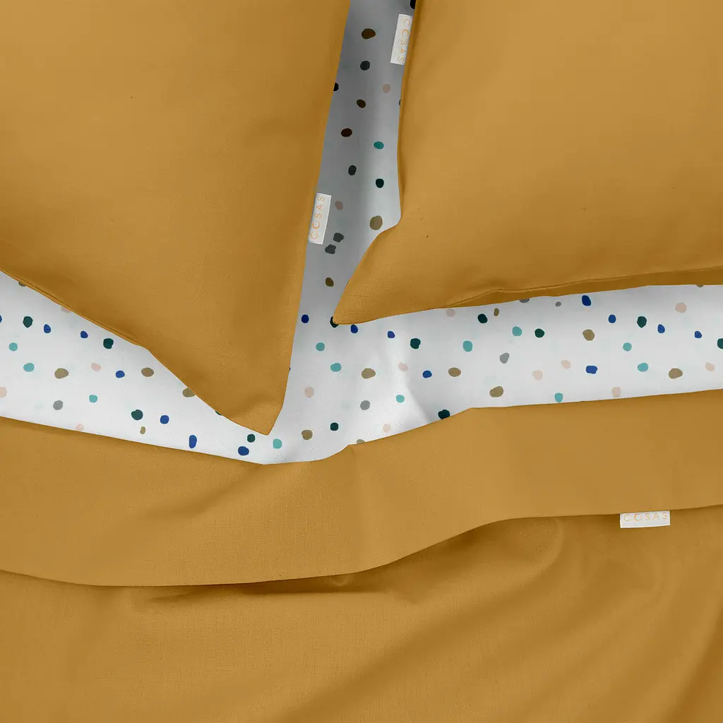Комплект постільної білизни Cosas сімейний CURCUMA CS3 2 x 160 x 220 см (Ranfors16_Mustard_ColorBlots_160x2) - фото 3