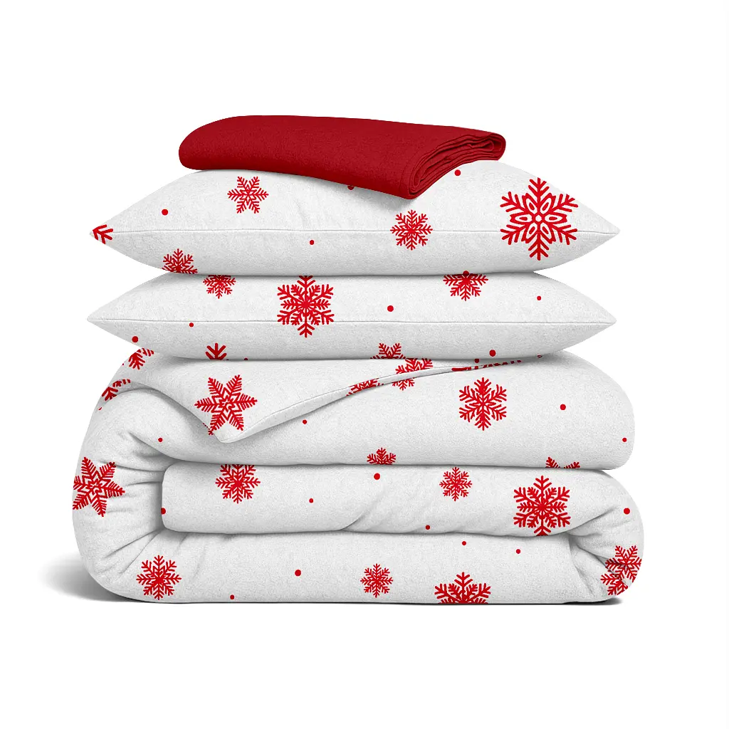 Євро постільна білизна фланель з простирадлом на резинці SNOWFLAKES BERRY CS4 COSAS (4822052478417)