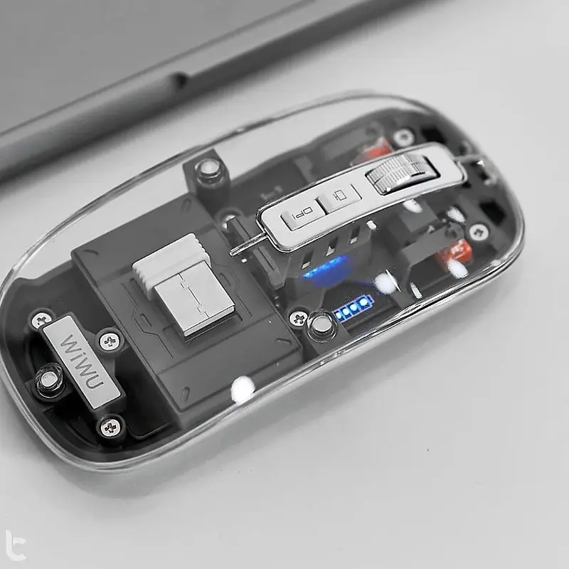 Бездротова миша WIWU Crystal WM105 Dual bluetooth+2.4G Grey - фото 2