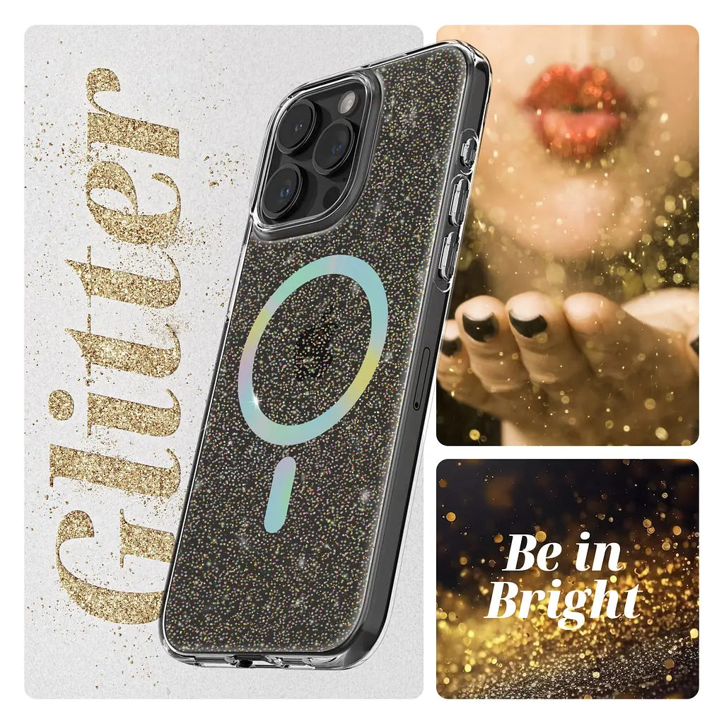 Противоударный чехол для Apple iPhone 14 Pro Max, Glow MagSafe, прозрачный, с функцией MagSafe, накладка с блестками, ударопрочный TPU+PC, поддержка беспроводной зарядки, ArmorStandart (ARM69725) - фото 3