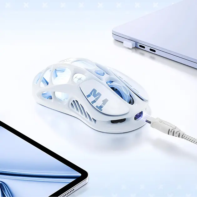 GravaStar Миша Mercury M1 Pro, magnesium alloy body, BT/WL/USB-A, RGB, Ice Blue - фото 7