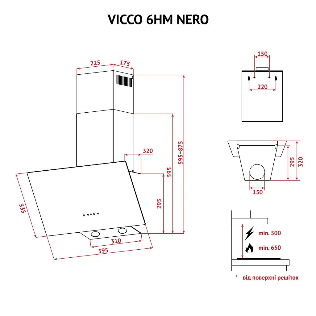 Витяжка декоративна похила Perfelli VICCO 6HM NERO - фото 11