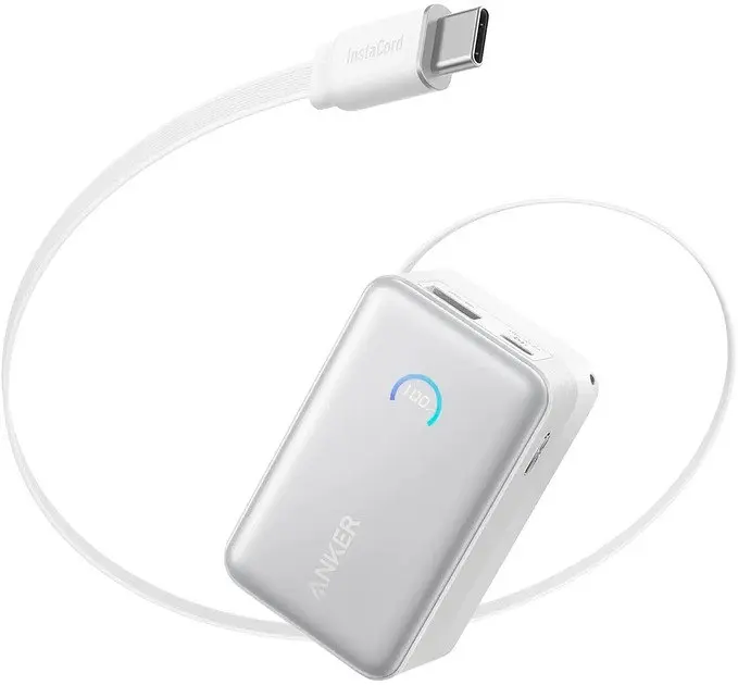 Зовнішній акумулятор Anker Nano 10000mAh 45W Built-In USB-C Cables білий (A1638H21)