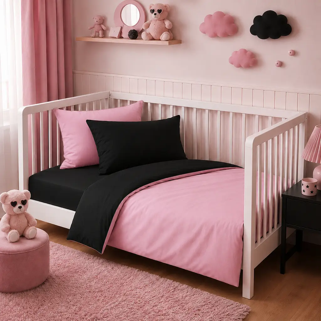Дитяча постільна білизна MIRSON BABY фланель Black/Pink 110х160см (2200012799734) - фото 3