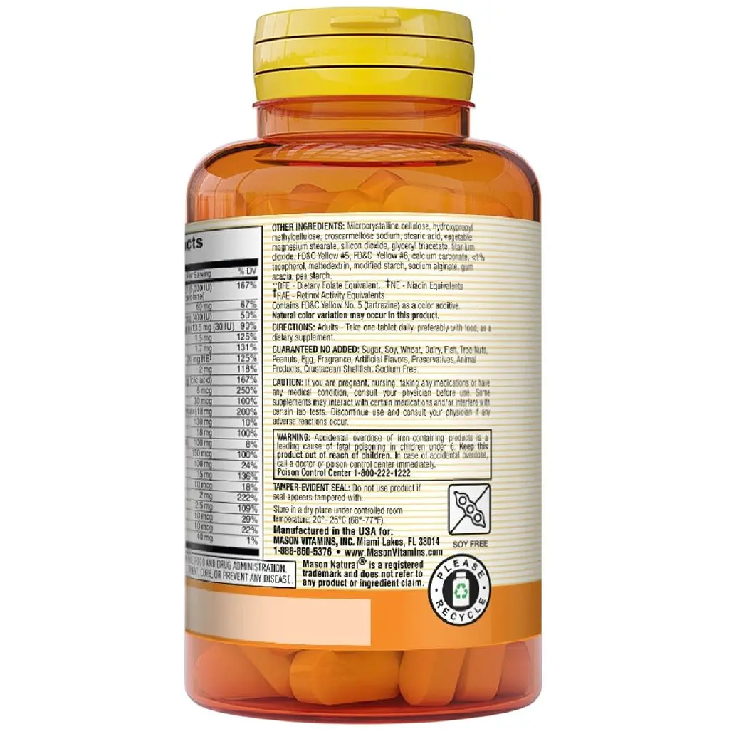 Мультивітаміни та мінерали на кожен день Mason Natural Daily Multiple Vitamins With Minerals 60 таблеток - фото 3