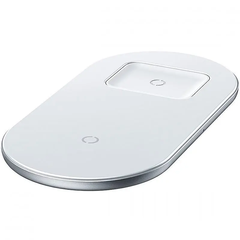 Бездротовий зарядний пристрій Baseus Simple 2 in 1 (Phone + Pods) 18W WXJK-02 White - фото 4