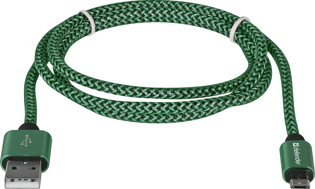 Кабель USB 2.0 AM-micro BM, 1.0 м, зелений, 08-03T PRO Defender - фото 2