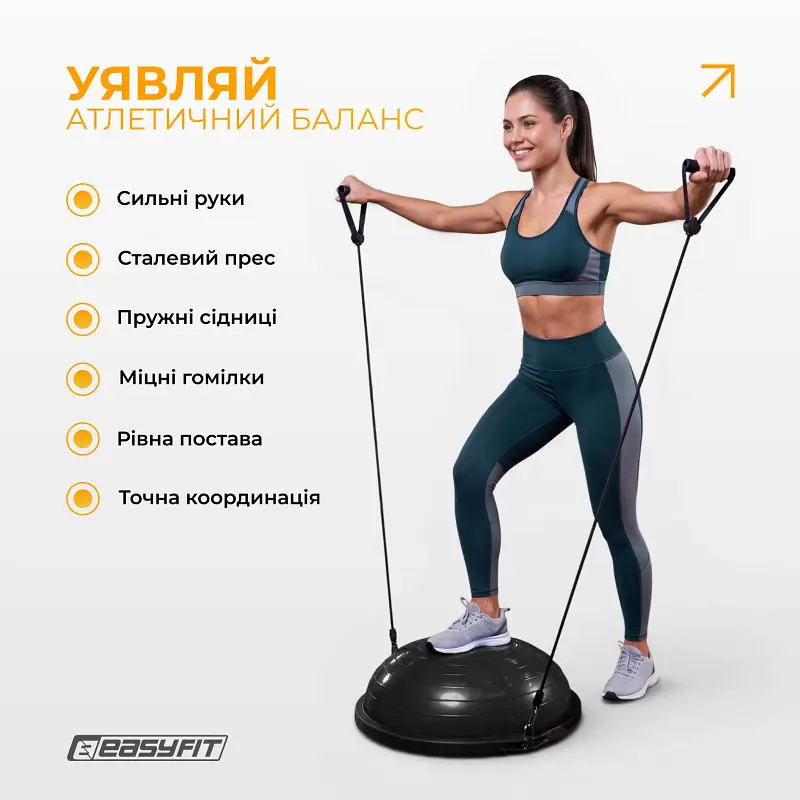Балансувальна платформа EasyFit BOSU 60 см чорна - фото 2