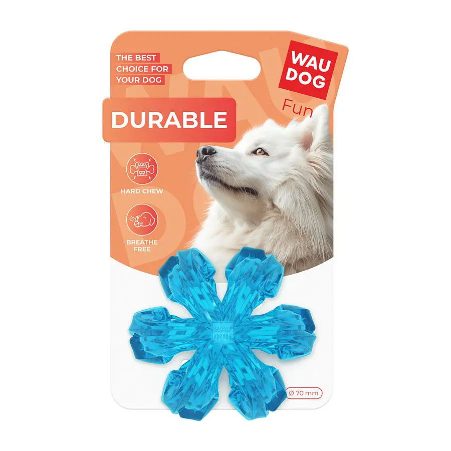 Игрушка для собак WAUDOG Fun Durable Дышащий мяч, термопластичная резина, 70 мм, голубой - фото 2