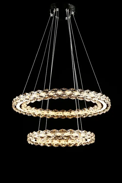 Двоярусна хромована світлодіодна люстра Splendid Ray L33152/400+600/2 LED (CR) з кришталевими кільцями 40 та 60 см - фото 3