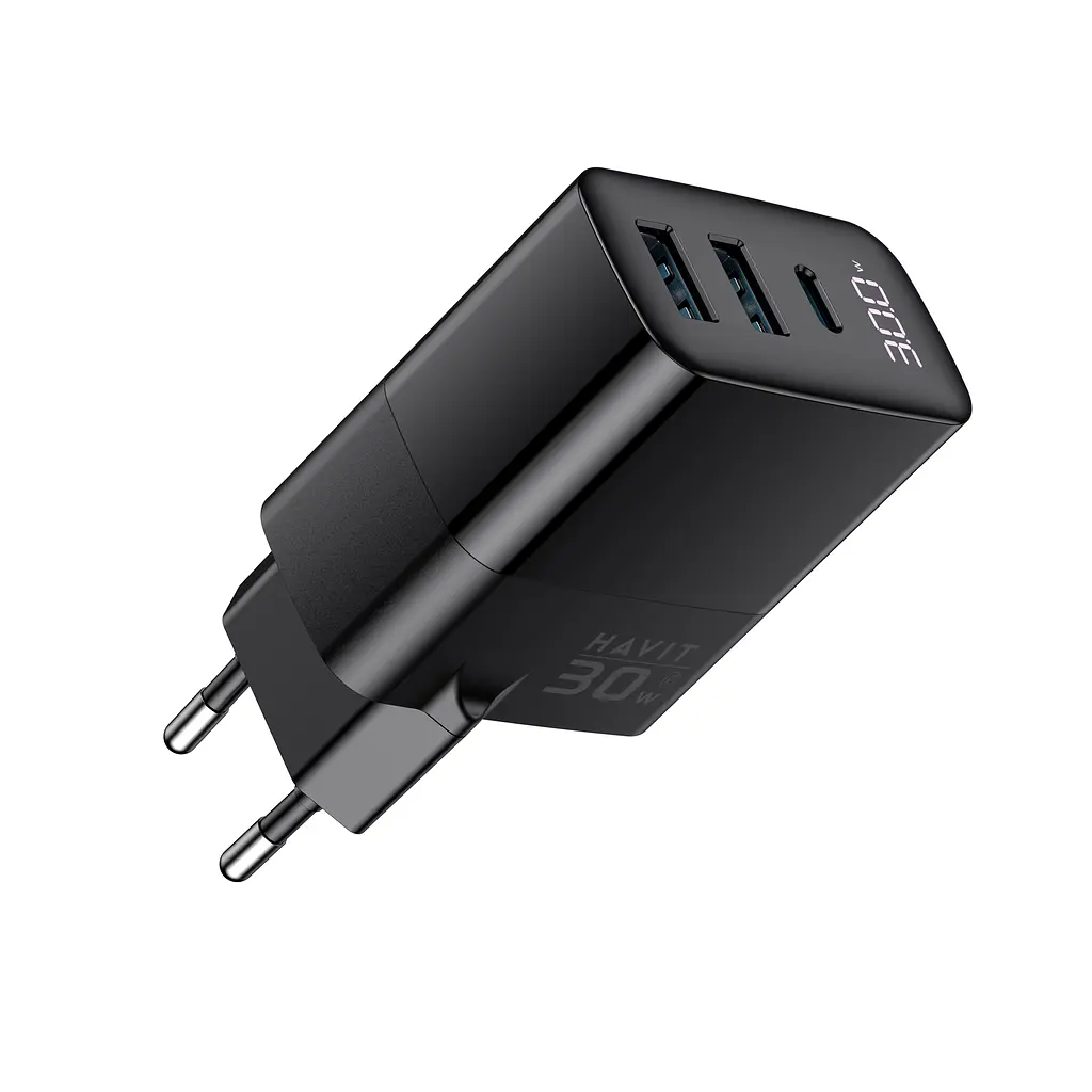 Зарядний пристрій HAVIT UCLE001 GaN 30W 2хUSB-A+USB-C HAVIT (28679-000) - фото 6