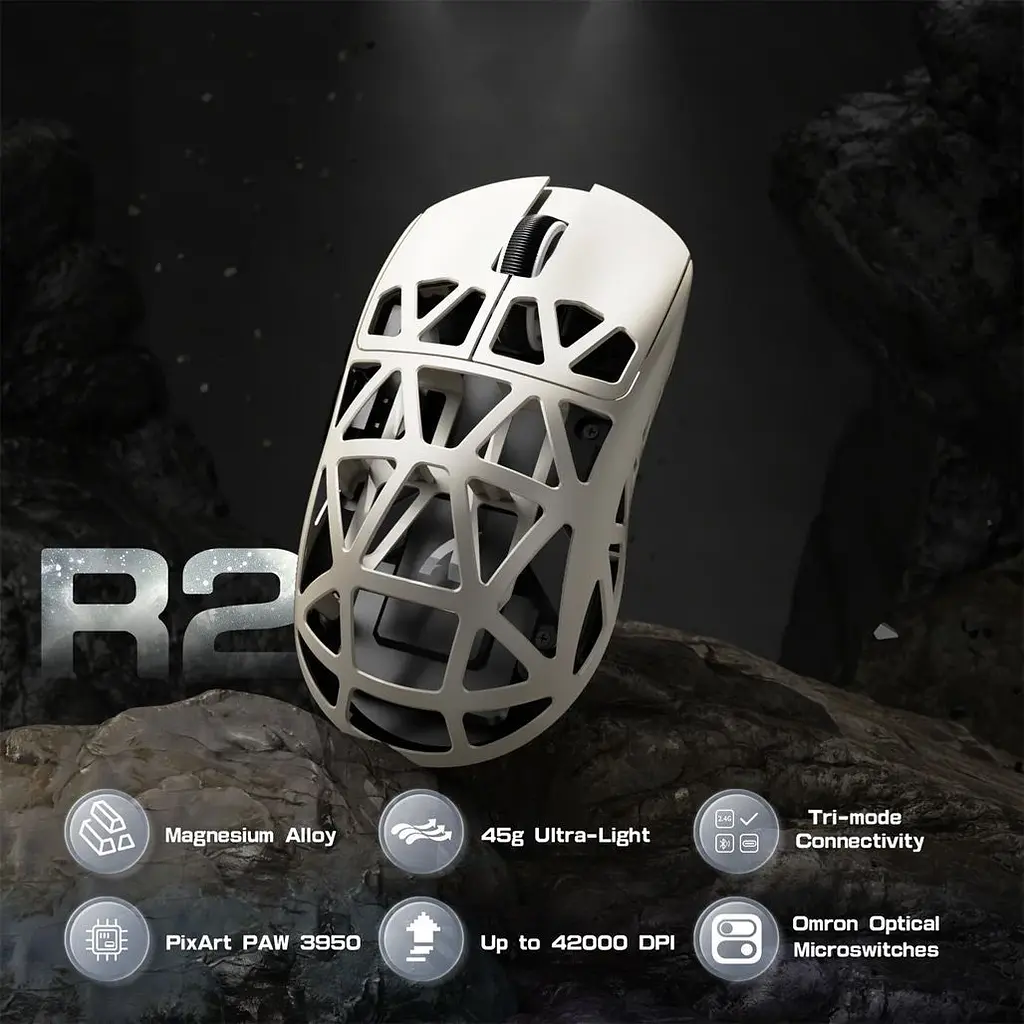 Миша Attack Shark R2 Magnesium Alloy 8K White (AS-6972792470375-W) [159851] - фото 2