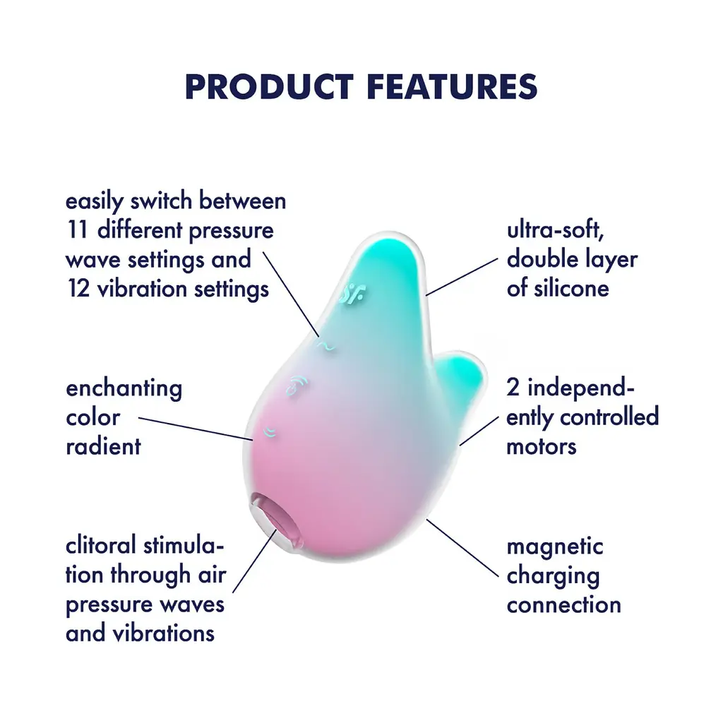 Вакуумный стимулятор клитора с вибрацией Satisfyer Mermaid Vibes мятный - фото 9