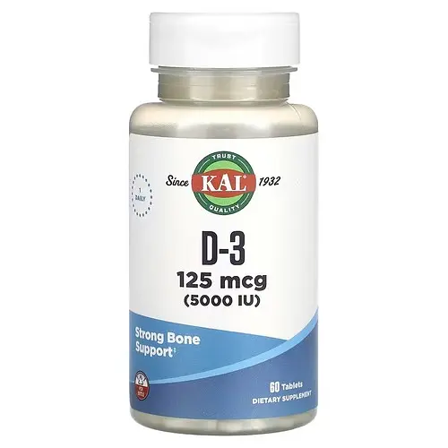 Вітамін D D-3 125 mcg (5,000 IU) 60 таблеток KAL vit0006411