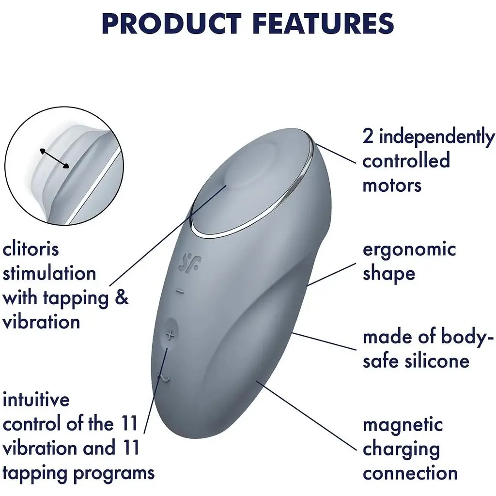 Вібратор Satisfyer Tap & Climax 1 Bluegrey - фото 7
