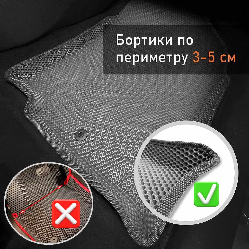 5D EVA Килимки в салон для Audi Q5 (8R) 2008-2016 З Бортиками та підп'ятником Коричневі 5 шт - фото 2
