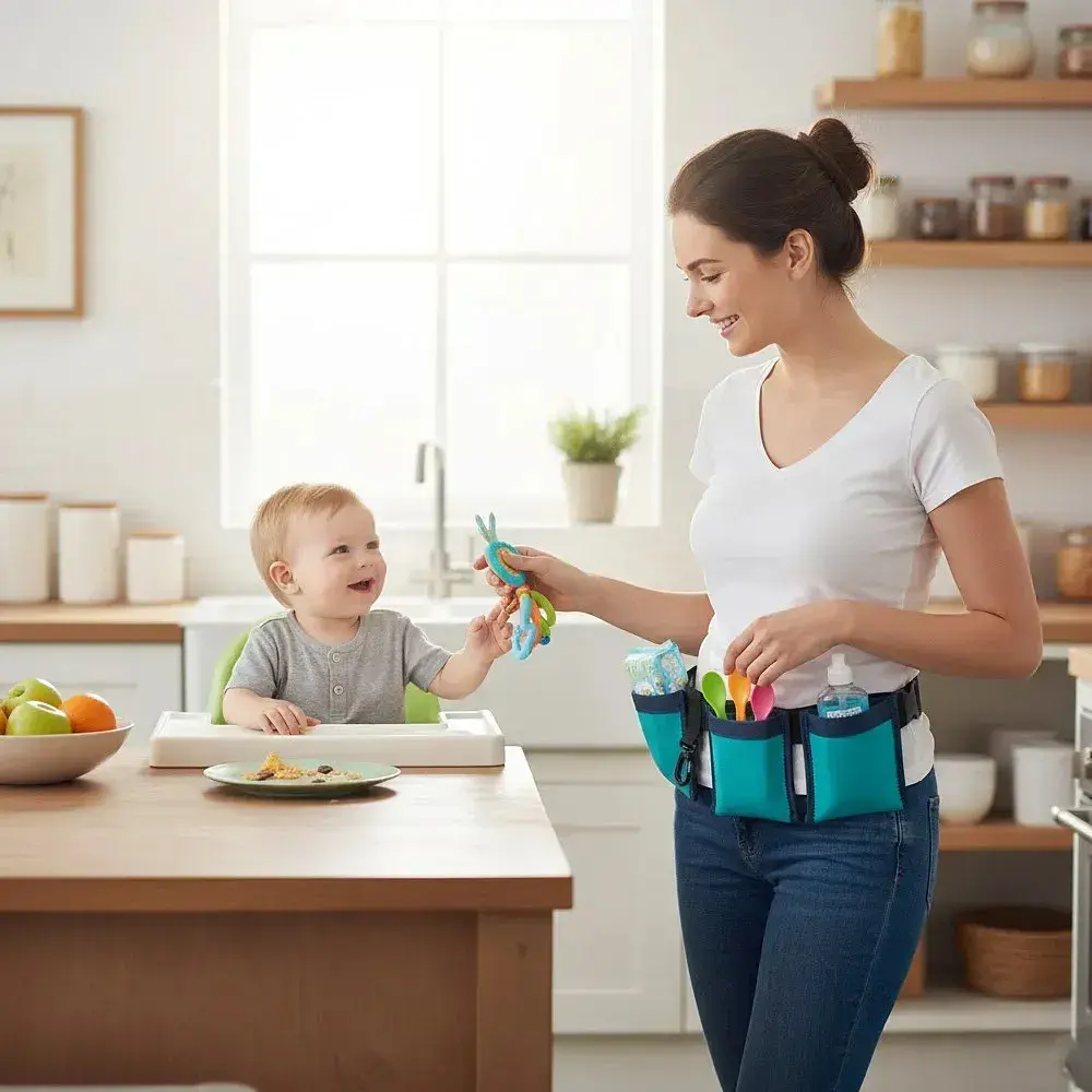Поясна сумка для мам 4 кармани / Органайзер на пояс для мам до 112 см Waist Diaper Bag / Сумка органайзер для мами - фото 2