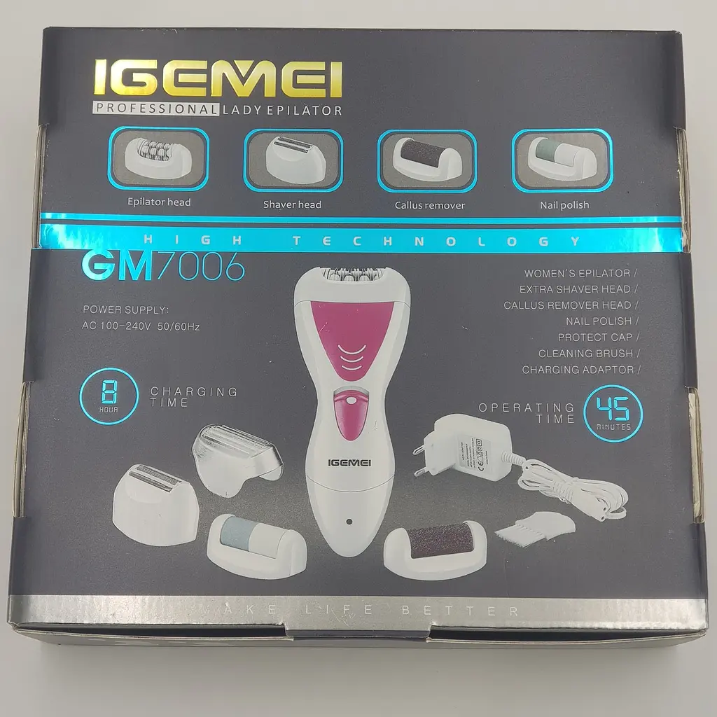 Епілятор з насадкою бритва та пемза 4 в 1 електробритва жіноча Gemei GM 7006 білий - фото 6