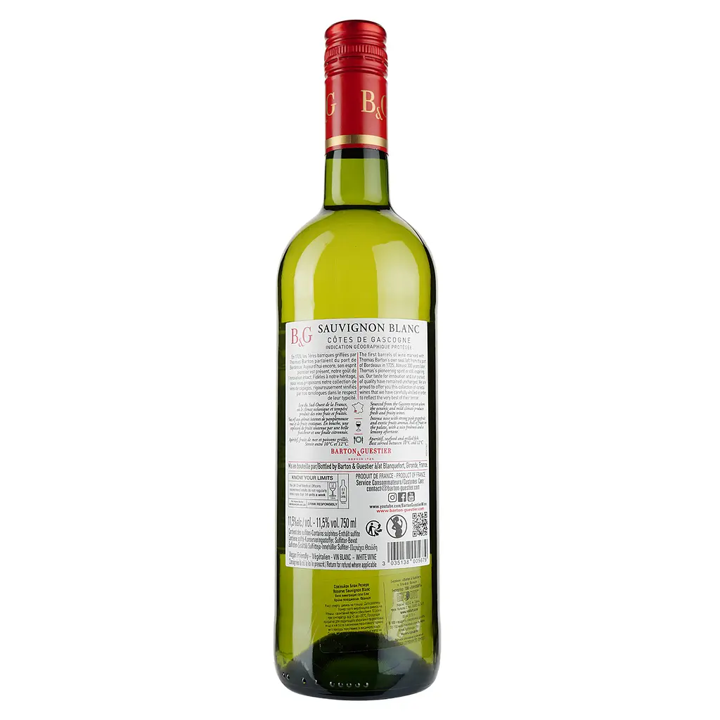 Вино Barton&Guestier Sauvignon Blanc Reserve, белое, сухое, 12%, 0,75 л - фото 2