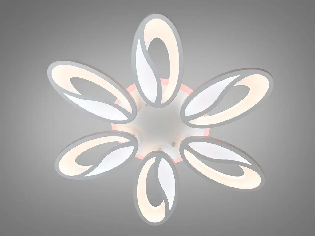 Люстра стельова LED Diasha 8090/6WH, 80W, 3200K-6500K, білий метал, сучасний стиль, з пультом, диммер, для дому - фото 2