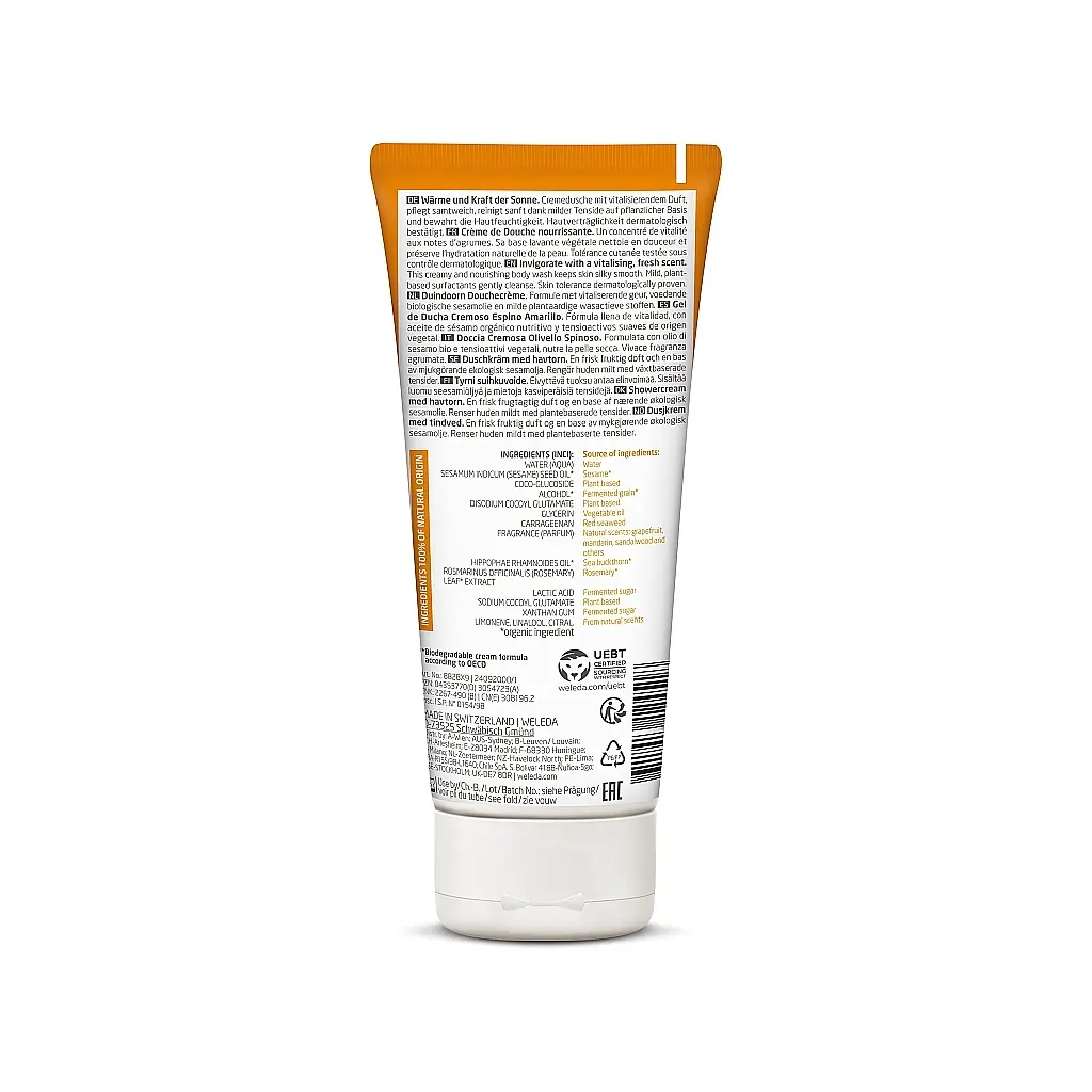 Гель для душу Weleda Sea Buckthorn Creamy Body Wash 200 мл (7611916124518) - фото 2
