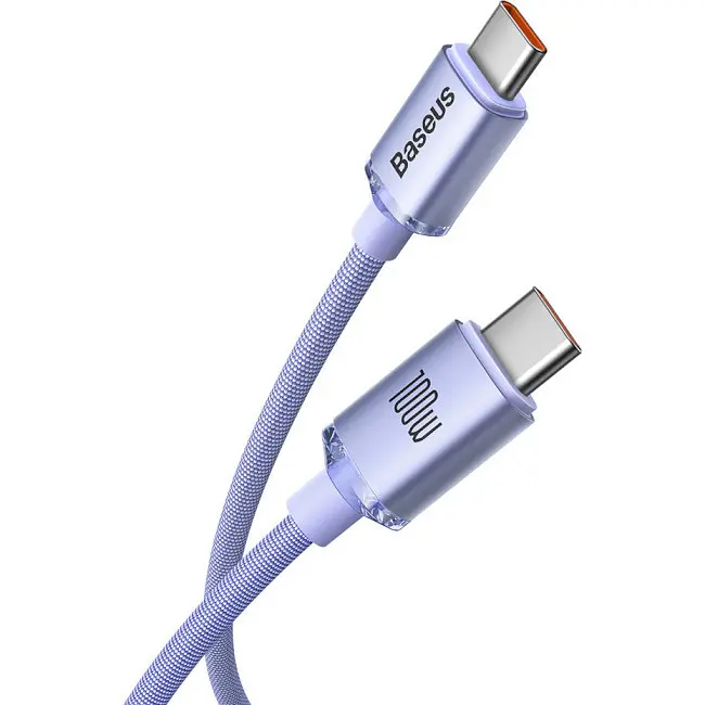 Кабель Baseus Crystal Shine Series Fast Charging Cable Type-C to Type-C 100W 1.2m CAJY000605 Purple - фото 2