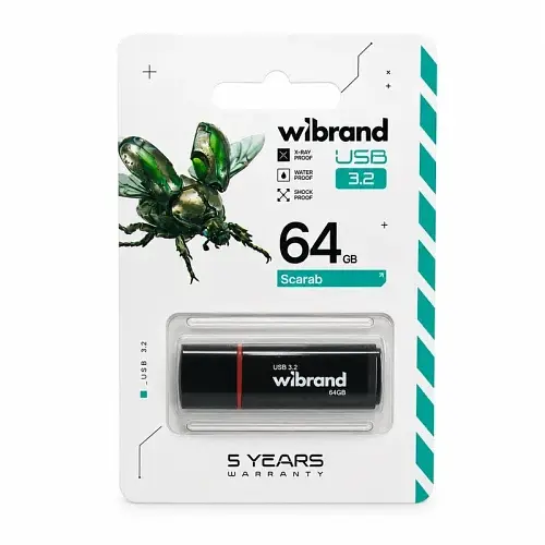 Флеш накопичувач USB 64Gb Wibrand Scarab, Black, USB 3.2 Gen 1 (WI3.2/SC64P11B) - фото 4