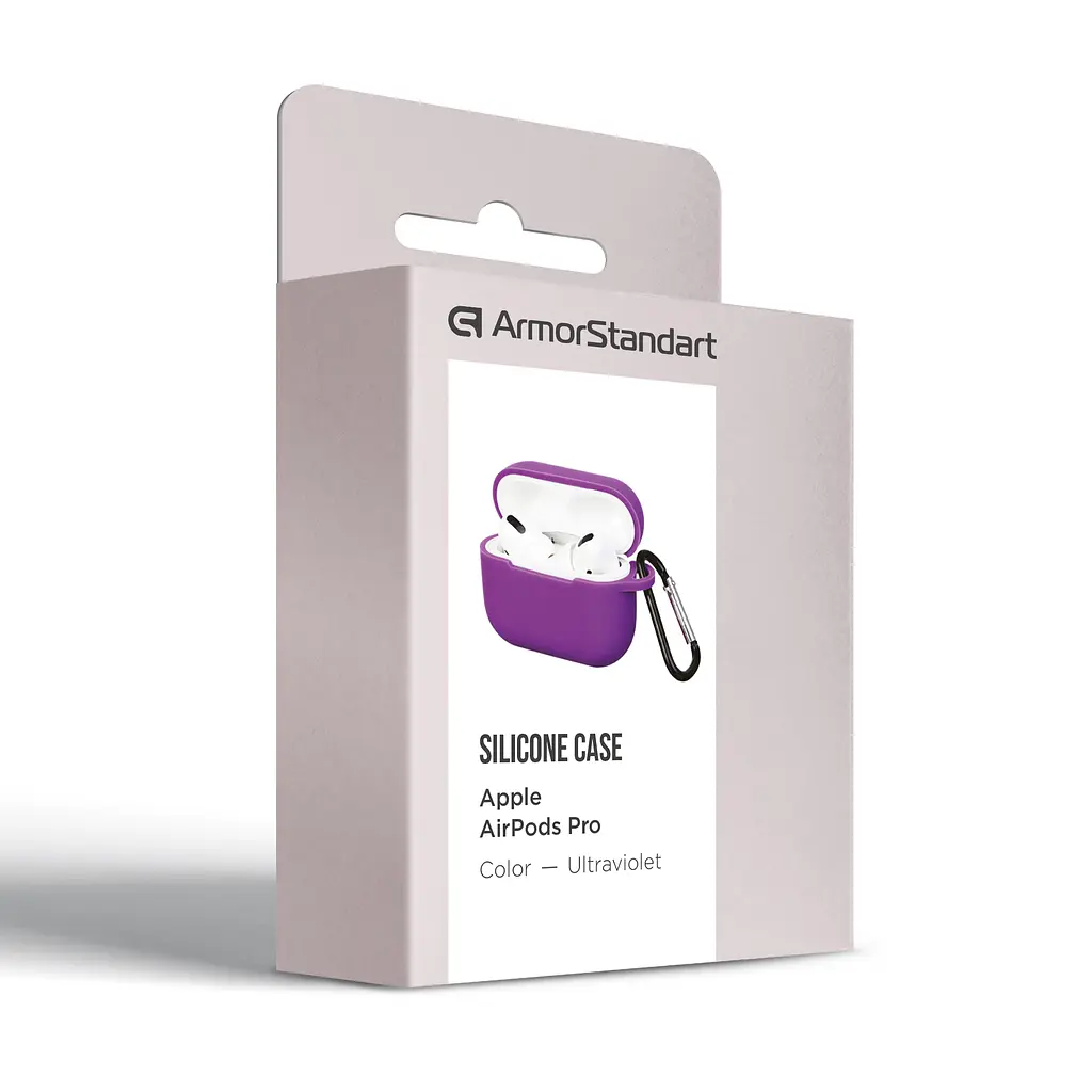 Силіконовий чохол для навушників Apple AirPods Pro, Silicone Case, фіолетовий, захисний чохол, ультратонкий і легкий, захист від подряпин, пилу та ударів, м"який силікон, ArmorStandart (ARM56076) - фото 4