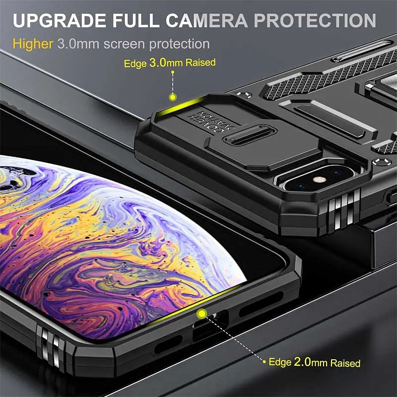 Ударостійкий чохол Camshield Army Ring для Apple iPhone X / XS (5.8) Чорний / Black - фото 4