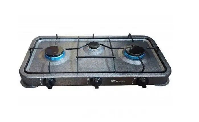 Газова настільна плита Domotec MS-6603 на 3 конфорки металева емальована поверхня Сіра - фото 4