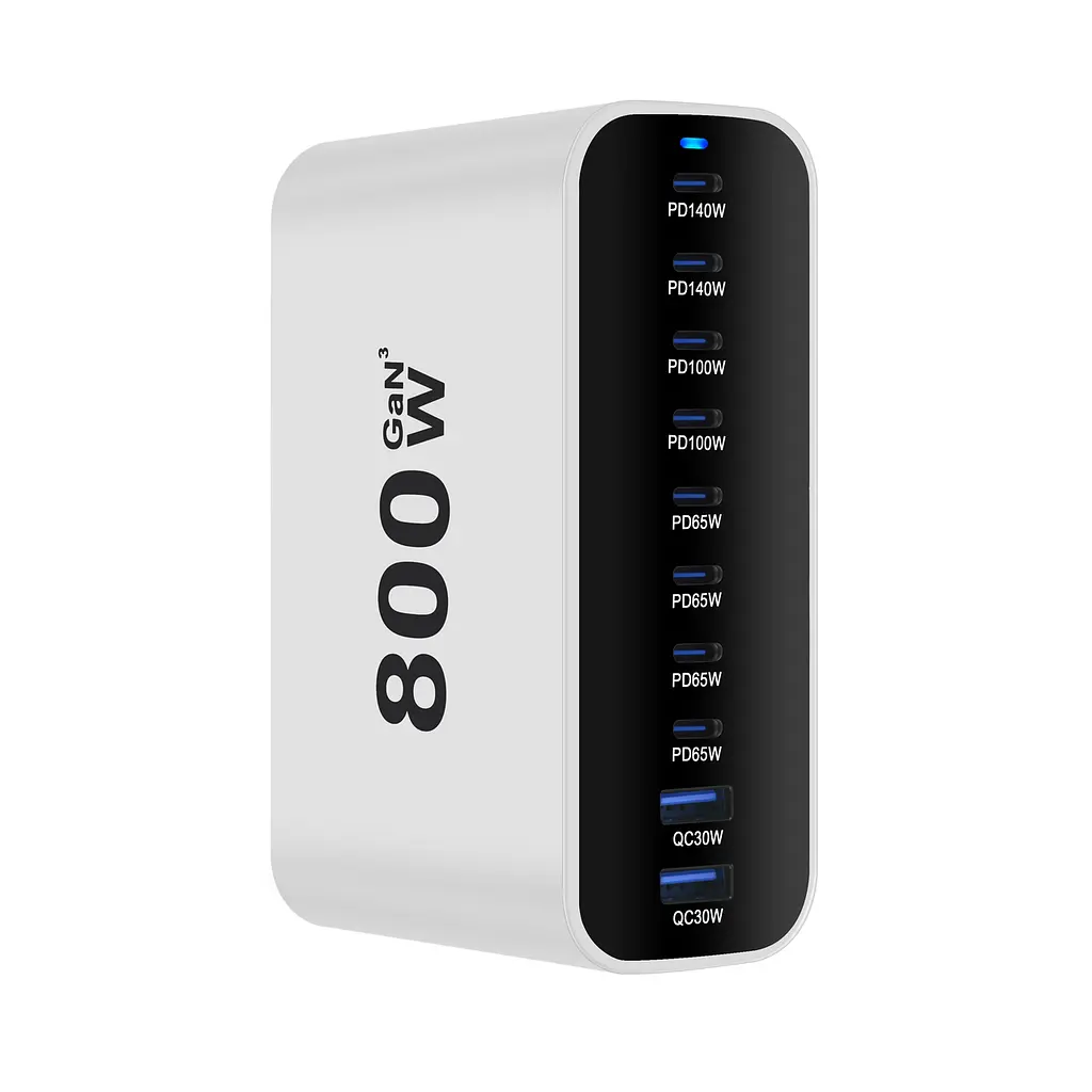 Мережевий зарядний пристрій No Brand GAN3 Pro YMS-615-800W 8Type-C 140-65W+2USBQC3.0-30W Білий (2911820485) - фото 4